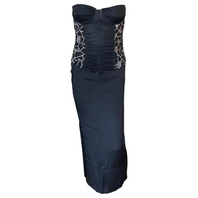 Pre-owned Versace Gianni  F/w 1987 Vintage Sera Embellished Bustier Top&skirt 2-piece Suit In Black