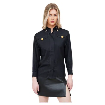 Pre-owned Versace Gianni  Fw 1992 'miss S&m' Black & Gold Collar Tip Shirt It 38