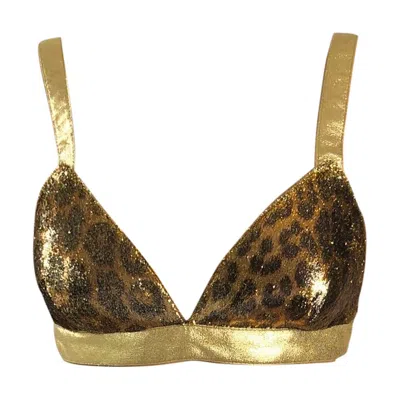 Pre-owned Versace Gianni  F/w 1994 Runway Vintage Leopard Bra Bralette Bustier Crop Top In Brown