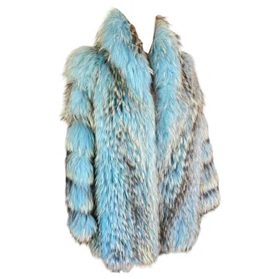 Pre-owned Versace Gianni  F/w 2001 Blue Marmot Fur Jacket Coat