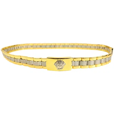 Pre-owned Versace Gianni  Gold And Silver Toned Hardware Metal Belt In Orange