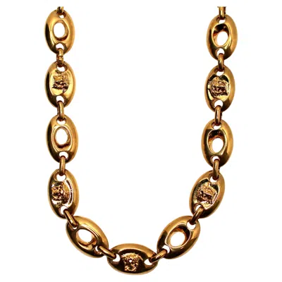 Pre-owned Versace Gianni  Gold Plated Medusa Link Necklace Circa 1990s In Multi