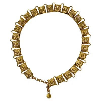Pre-owned Versace Gianni  Gold Tone Square Chain Belt C.1990's In Brown