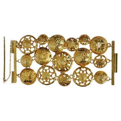Pre-owned Versace Gianni  Golden Metal Medallion Bracelet 1990' In Multi