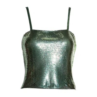 Pre-owned Versace Gianni  Green Oroton Metal Chainmail Evening Top, Ss 2003