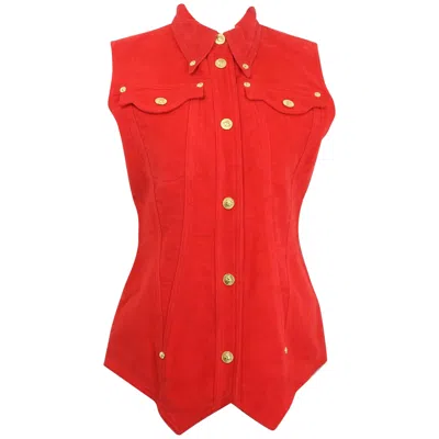 Pre-owned Versace Gianni  Jeans Couture Red Cotton Collar Vest