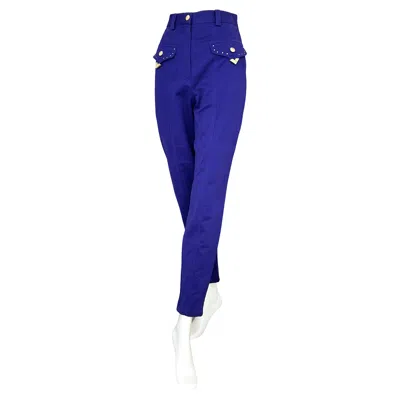 Pre-owned Versace Gianni  Jeans Couture Vintage 90s Cobalt Blue Cowboy Carter Cotton Pants