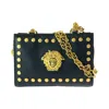Versace Gianni  Leather Medusa Studs Chain Shoulder Bag In Black