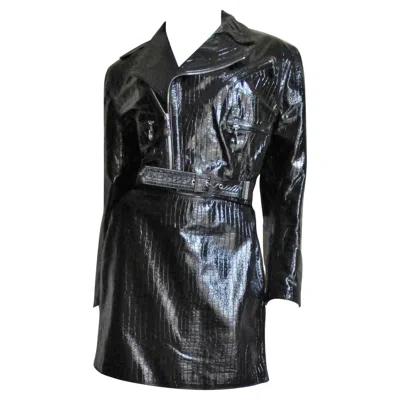 Pre-owned Versace Gianni  Leather Motorcycle Jacket And Skirt A/w 1994 In Black