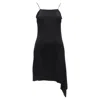 Versace Gianni  Logo Charm Asymmetric Drape Slip Mini Dress In Black