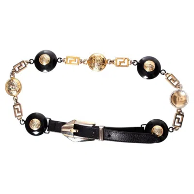 Pre-owned Versace Gianni , Medusa Chain Belt In Sand
