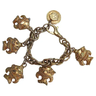 Pre-owned Versace Gianni  Medusa Gold Tone Bracelet In Brown