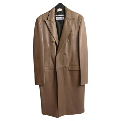Pre-owned Versace Gianni  Men's Leather Coat Coat Size L - D0762 In Brown