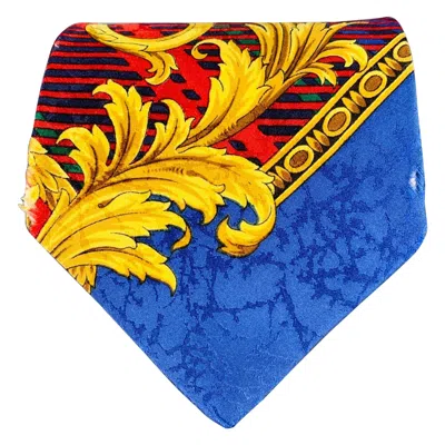 Pre-owned Versace Gianni  Multi Color Baroque Silk Tie In Blue