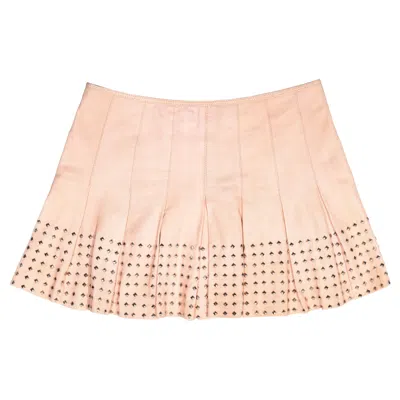 Pre-owned Versace Gianni  Pink Pleated Leather Mini Skirt, Ss 2003
