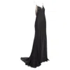 Versace Gianni  Punk Chain Detail Lace Trim Sheer Long Gown In Black