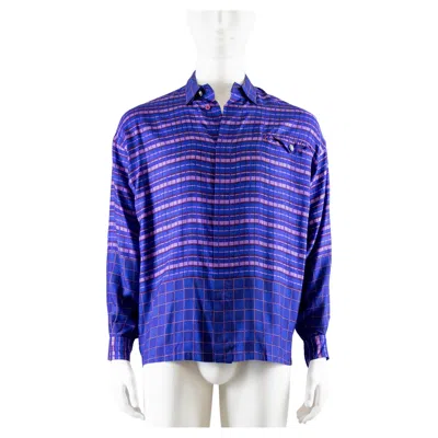 Pre-owned Versace Gianni  Purple Silk 1990s Geometric Shirt
