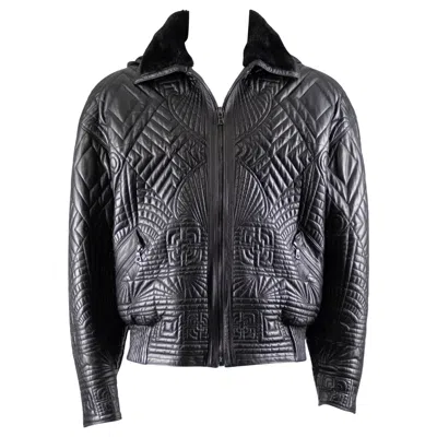 Pre-owned Versace Gianni  Quilted Leather Jacket Fall Winter 1990 In Black