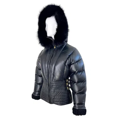 Pre-owned Versace Gianni  Runway F/w 1992 Bondage Collection Leather Fox Astrakhan Jacket In Black
