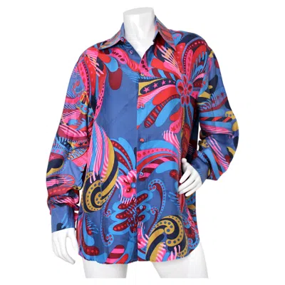 Pre-owned Versace Gianni  Silk Patterned Button-up Shirt Circa 1990s In Purple