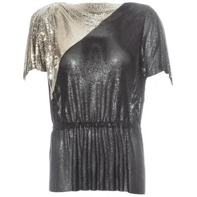 Pre-owned Versace Gianni  Silver Oroton Chainmail Metal Mesh Top, Fw 1983 In Black