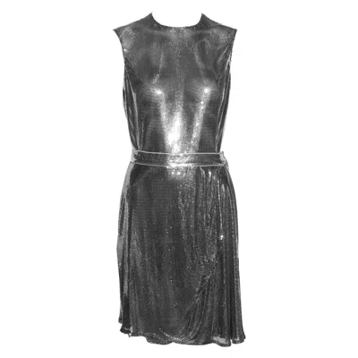 Pre-owned Versace Gianni  Silver Oroton Metal Chainmail Bodysuit And Skirt, Fw 1994 In Black