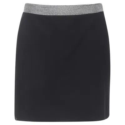 Versace Gianni  Silver Stud Embellished Waist Wool Skirt In Black