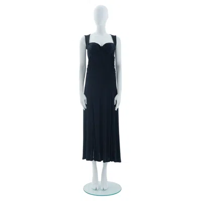 Pre-owned Versace Gianni  S/s 1993 Blue And Black Gown Jersey Dress