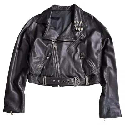 Pre-owned Versace Gianni  Ss 1994 Biker Jacket In Black Leather With Medusa Details
