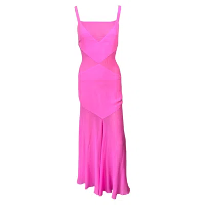Pre-owned Versace Gianni  S/s 1995 Vintage Sheer Panels Silk Pink Evening Dress Gown
