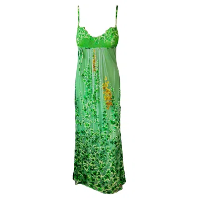 Pre-owned Versace Gianni  S/s 1997 Runway Embellished Sheer Lace Shawl Evening Dress Gown In Green