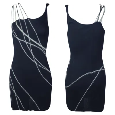 Pre-owned Versace Gianni  S/s 1998 Silver Streak Knit Mini Dress In Black