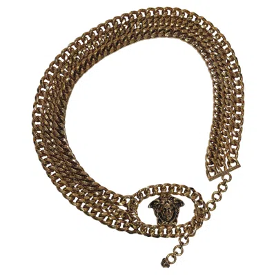 Pre-owned Versace Gianni  Three Chain Medusa Head Belt In Brown
