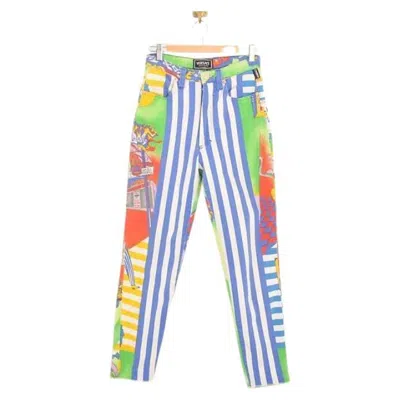Pre-owned Versace Gianni  Vintage 1990s New York City Jazz High Waisted Colourful Jeans In Gray