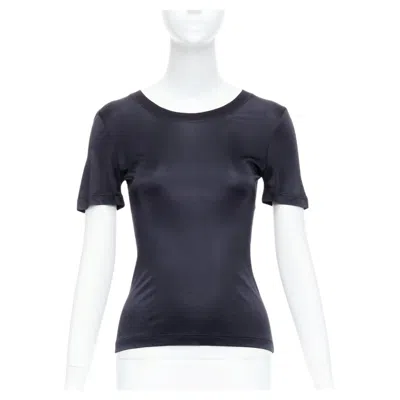 Pre-owned Versace Gianni  Vintage Black Round Neck Slinky Short Sleeve Top It38 Xs