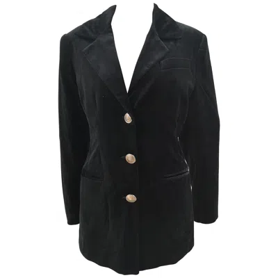 Pre-owned Versace Gianni  Vintage Black Velvet Blazer Women's Size 44 Italy 1990s