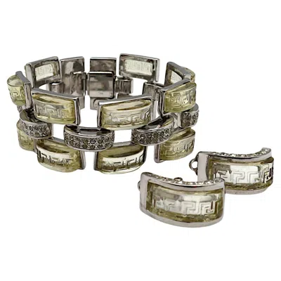 Pre-owned Versace Gianni  Vintage Bracelet And Half Hoop Earring Set In Multi