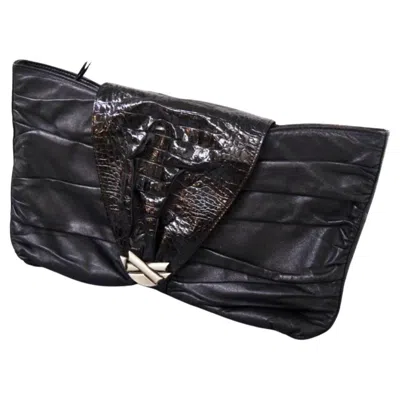 Pre-owned Versace Gianni  Vintage Elegant Leather Pochette In Black