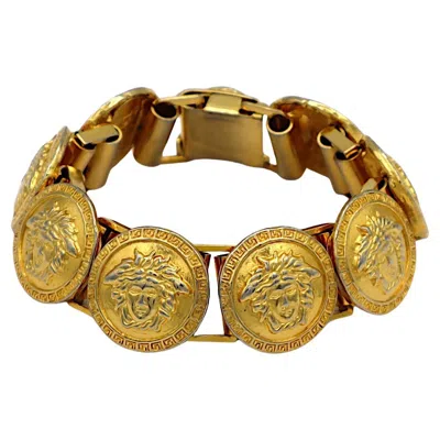Pre-owned Versace Gianni  Vintage Gold Tone Medusa Bracelet In Multi