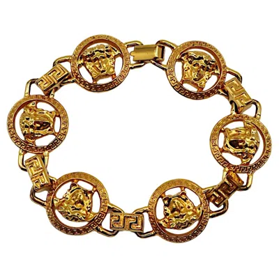Pre-owned Versace Gianni  Vintage Gold Tone Medusa Bracelet In Multi