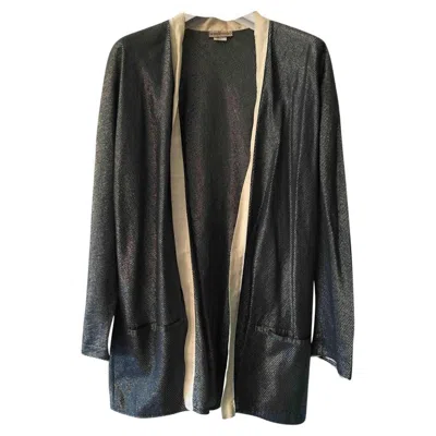 Pre-owned Versace Gianni  Vintage Linen Jacket In Silver In Black