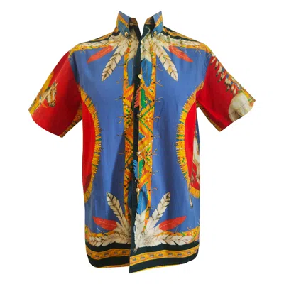 Pre-owned Versace Gianni  Vintage Multicoloured Cotton Shirt Unisex Size M 1990s In Gray
