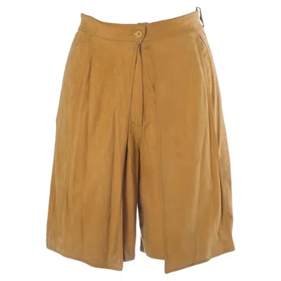 Pre-owned Versace Gianni  Vintage Ochre Suede Bermuda Shorts - '80s In Brown