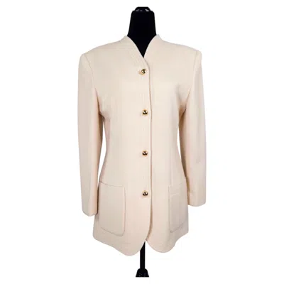 Pre-owned Versace Gianni  Vintage White Women's Coat From The 1980s
