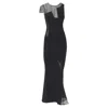 Versace Gianni  Web Sheer Lace Panel Gown In Black