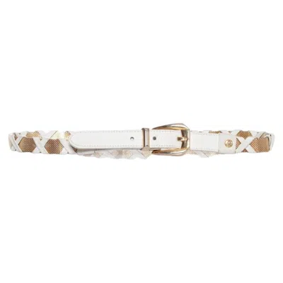 Pre-owned Versace Gianni , White Leather And Metal Braided Belt