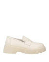 Versace Loriblu Woman Loafers Ivory Size 8 Calfskin, Shearling In White