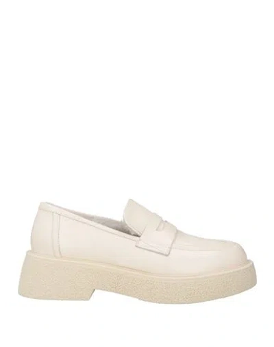 Versace Loriblu Woman Loafers Ivory Size 8 Calfskin, Shearling In White