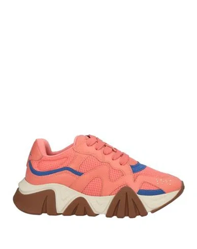 Versace Gianni  Woman Sneakers Salmon Pink Size 8.5 Leather, Textile Fibers