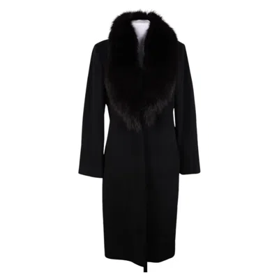 Pre-owned Versace Gianni  Women's Black Fur Wool Coat, Fw 1999, Vintage